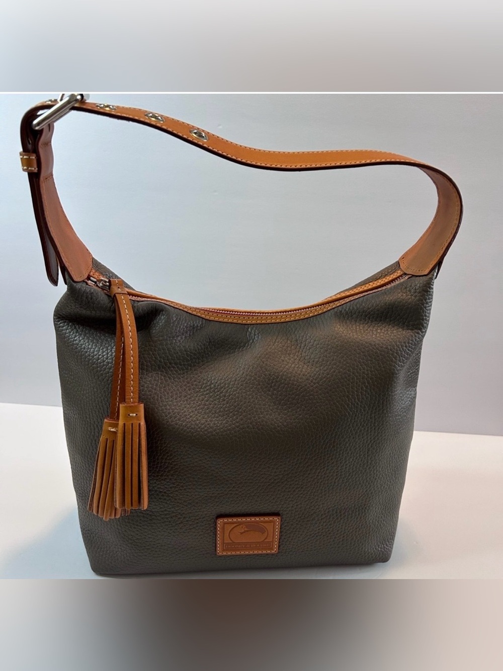 Dooney & Bourke gray and Tan Leather Hobo Bag